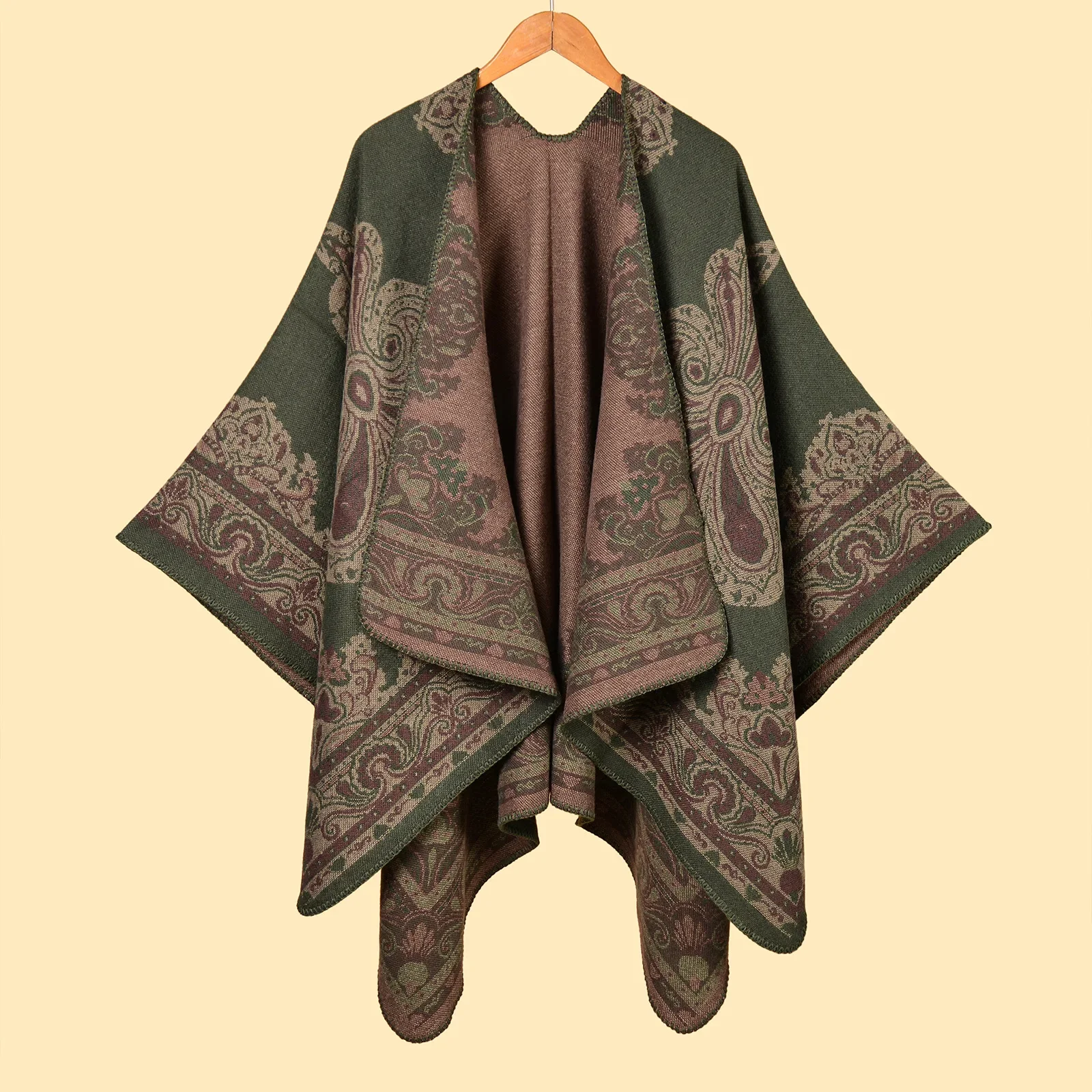 여성용 판초 두꺼운 신형 이중용도 스카프 및 케이프 민족 스타일 여행용 케이프 추운 날씨 사진 촬영용 망토 P1