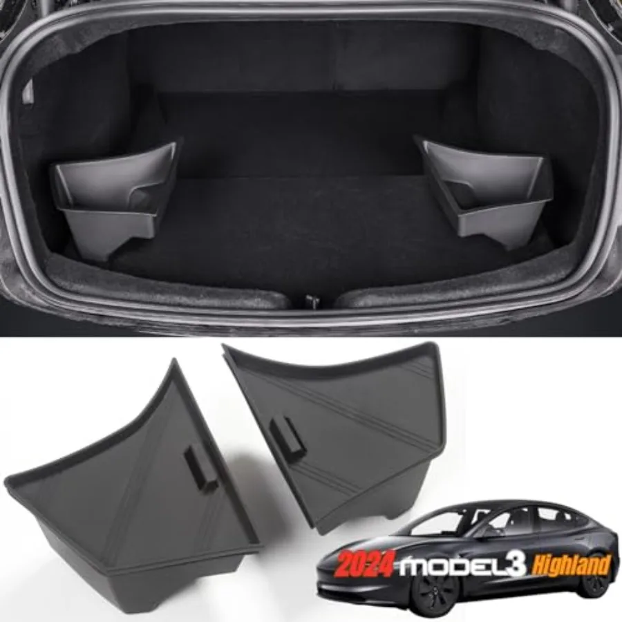 

Для Tesla Model 3 2024 Refresh Highland: Водонепроницаемые органайзеры TPE для багажника с крышкой, незаменимые для путешествий и хранения в салоне автомобиля