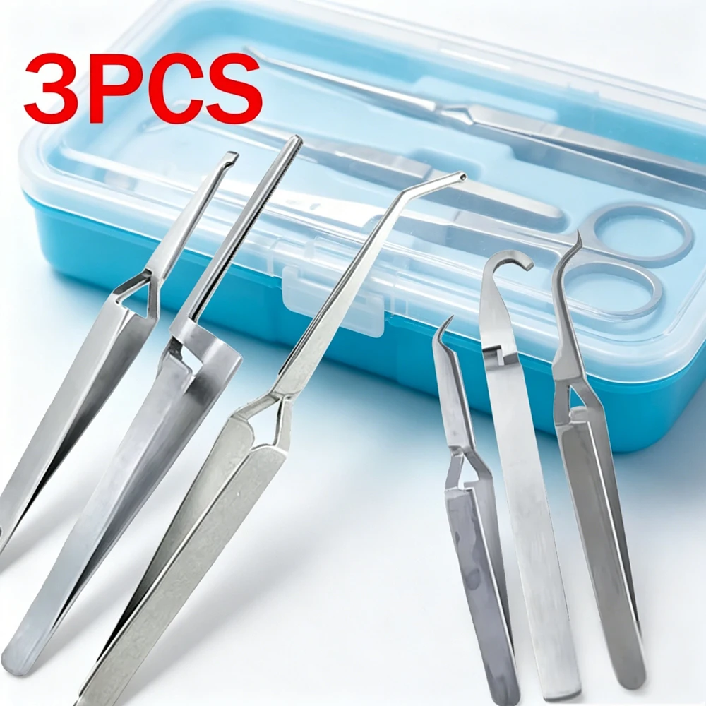 

3 Piece Ortho Instrument Set Bracket Tweezers Buccal Tube Lingual Buttons Bonding Tools Paper Holder Placer
