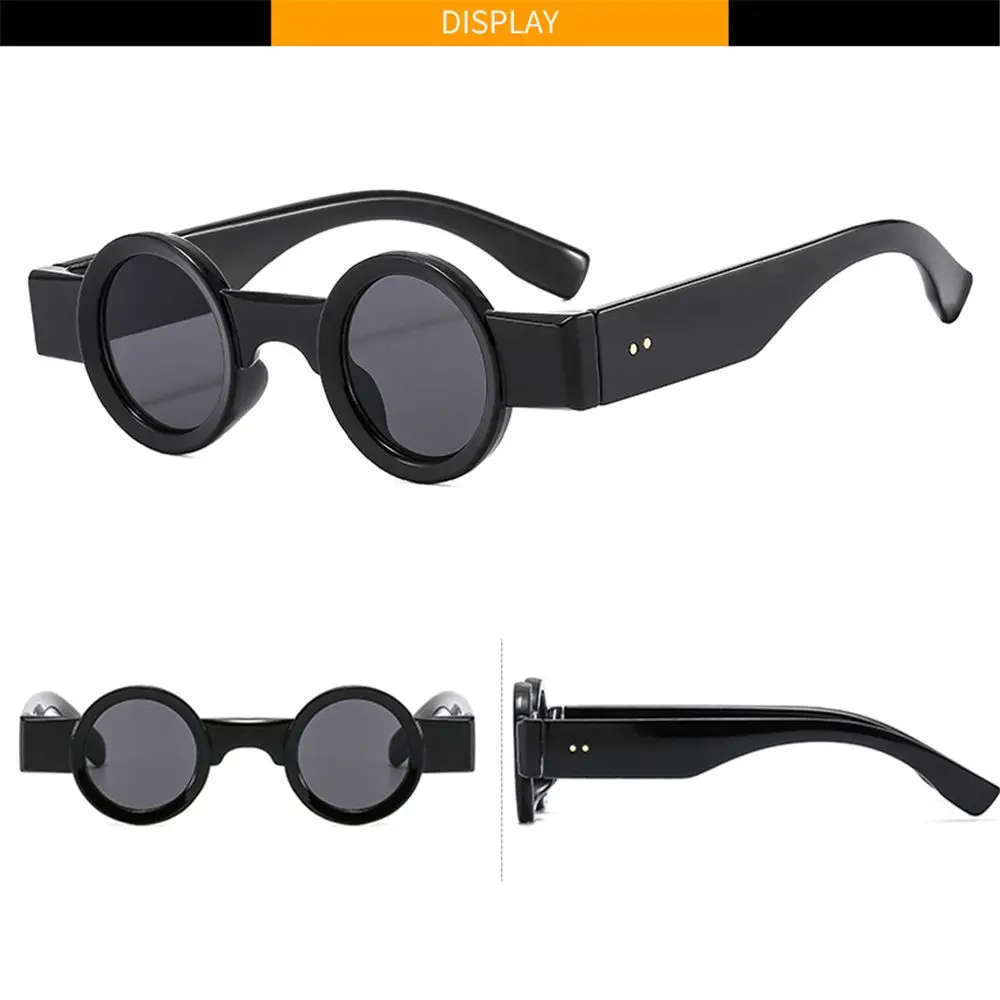 Óculos de Sol Punk com Lentes Transparentes para Mulheres e Homens, Óculos Redondos Pequenos com Rebites