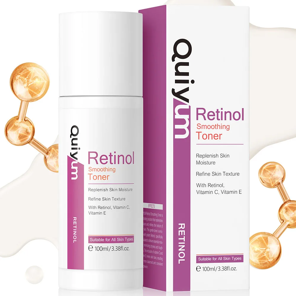 QUIYUM Retinol Face Toner 100ml – Anti Aging Pore Minimizer Hydrating Essence Water Day Night Care Gentle Firming 2026 New