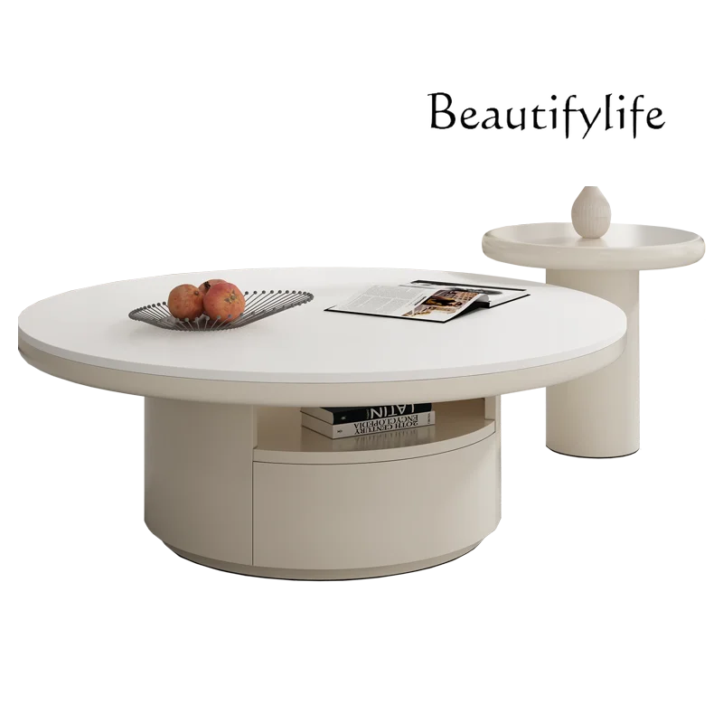 

French Cream Style round Tea Table Small Apartment Living Room Home Living Room Retro Tea Table