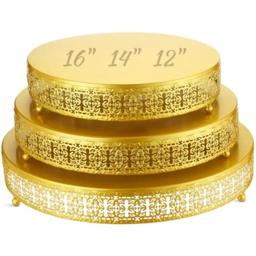 

3 Pack Round Metal Cake Stands 12" 14" 16" Dessert Display Cupcake Stands Elegant Display Plate for Wedding Birthday Party Event