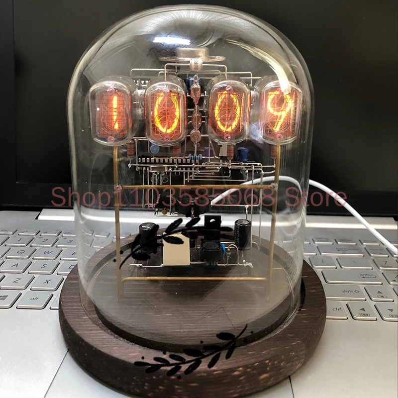 

IN-12 IN12 Glow Tube Clock Retro Cyberpunk Desktop Creative Nixie Digital LED Clock Ornaments Handmade Circuit Scaffolding