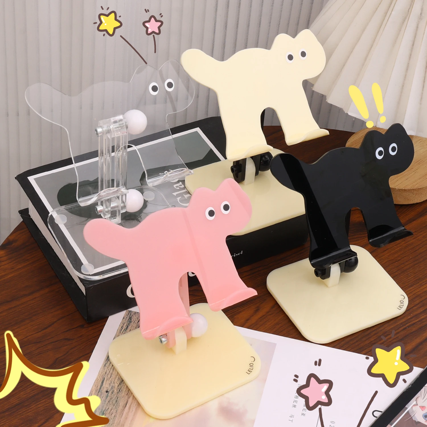 العالمي Kawaii الكرتون القط طوي سطح المكتب حامل هاتف المحمول جبل الوسادة سطح المكتب المضادة للانزلاق قوس آيفون Samusng Xiaomi