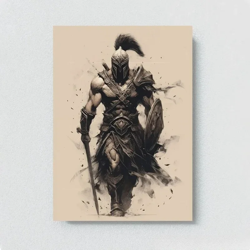 1pc frameless Canvas Painting Black and White Fire Sparta 300 Warriors Poster Canvas Painting Wall Pictures Prints Living Room W