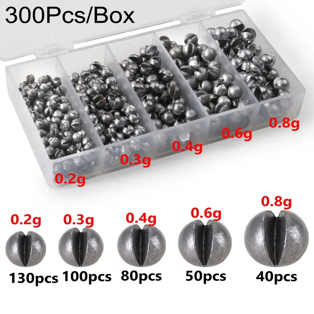 100-500 Stück Split Shot Angelgewichte aus Legierung, 0,06g-5g, abnehmbare Clip-On-Sinker, tragbare Box, Süßwasser- und Salzwasser-Angelausrüstung