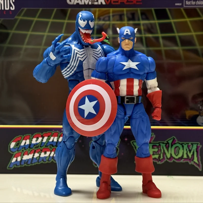 Nieuwe Marvel Legends Gamerverse Series Captain America Vs Venom actiefiguur Marvel figuur gewrichten beweegbaar speelgoed verzamel decor cadeau