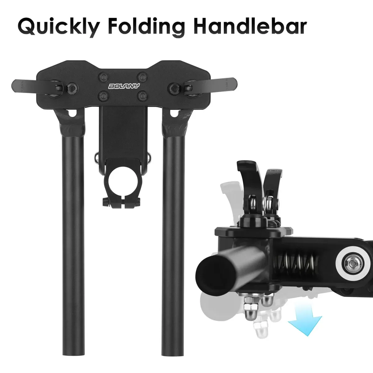 Folding Scooter Handlebar With Shock Absorbing Stem Folding Bicycle Handle Bar 620mm Quick Foldable Handlebar Scooter Suspension