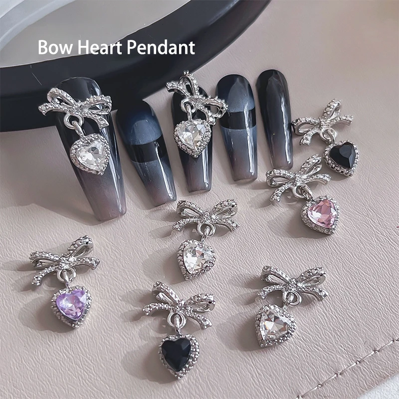 1pcs Luxury Kawaii Bow Nail Art Charms 3D Japanese Alloy Bow Tie Jewelry Nail Rhinestone Decoration DIY Love Pendant Accessories