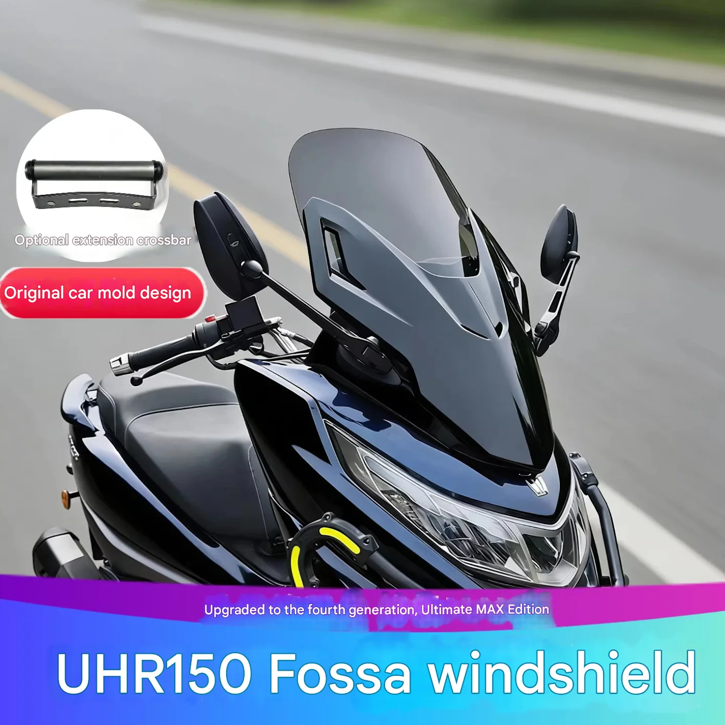 For Haojue UHR150 Modified Forza Front Fairing Windshield, 4th Gen ABS, High Transparent
