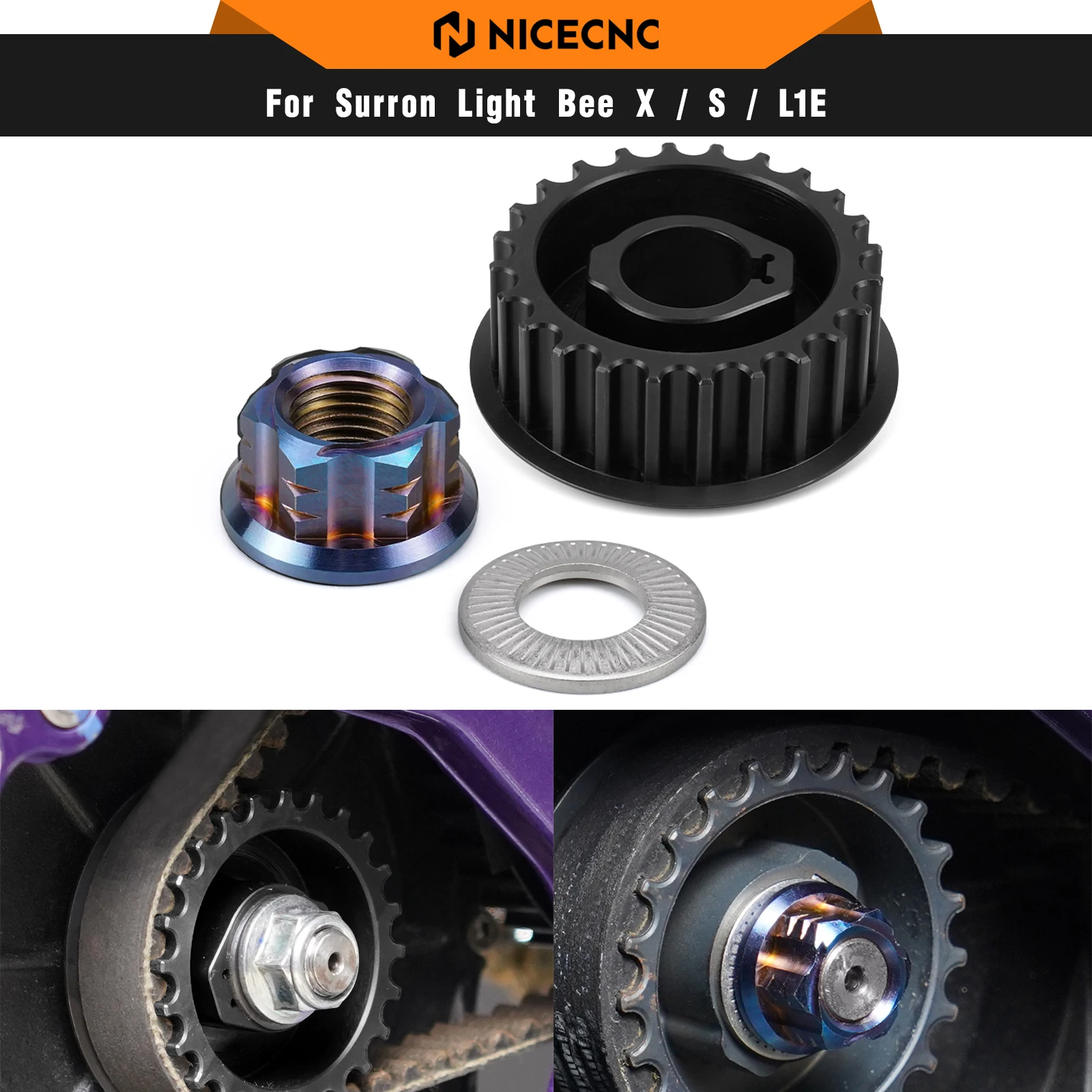 

NICECNC For Surron Light Bee X S L1E Electric Dirt Bike 2024 2025 Primary Pulley & Primary Belt Pulley Nut For Segway X160 X260