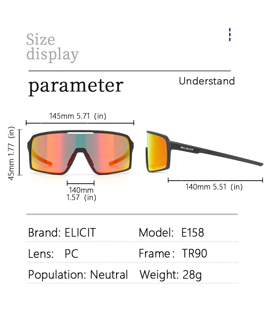ELICIT Fahrradbrille für Männer und Frauen, Mountainbike-Brille, Outdoor-Sport, Laufen, Wandern, UV400-Schutzbrille, MTB-Fahrbrille – Detail 10