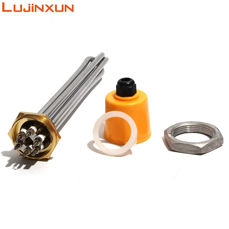 LUJINXUN DN40 47mm BSP Thread Heater Element 220V/380V for Water Tank 3KW/4.5KW/6KW/9KW/12KW TEN 201SS Tube Copper Thread 1pc