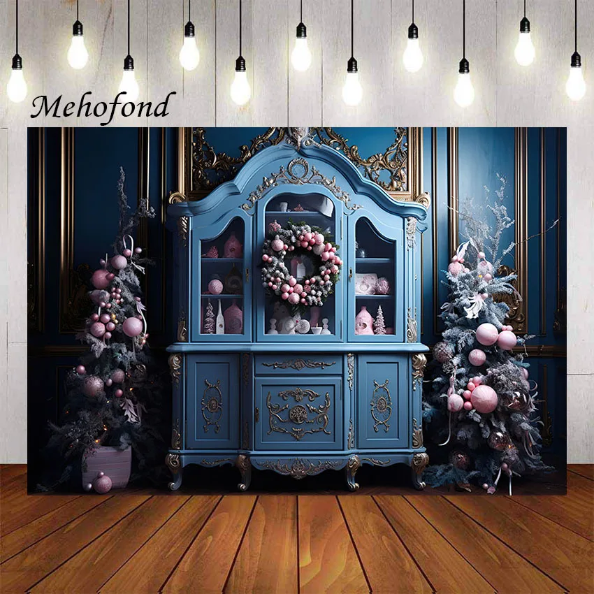 Mehofond Photography Background Pink Christmas Retro Kitchen Cabinet Xmas Party Kids Family Portrait Decor Backdrop Photo Studio