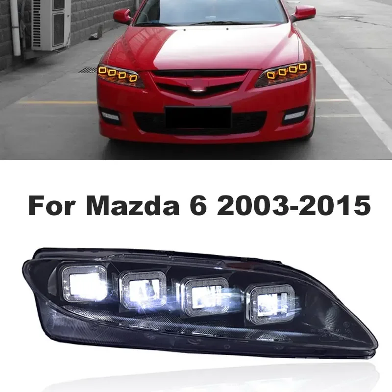 

Car Headlamp For Mazda 6 LED Headlight 2003-2015 Headlights Mazda6 DRL Turn Signal High Beam Angel Eye Projector Lens