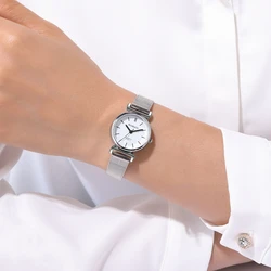 trendy small dial silver mesh steel quartz women girl watch