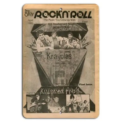 

Vintage Rock 'n Roll Krayolas 1982 Anniversary Cover Art tin sign-aluminum