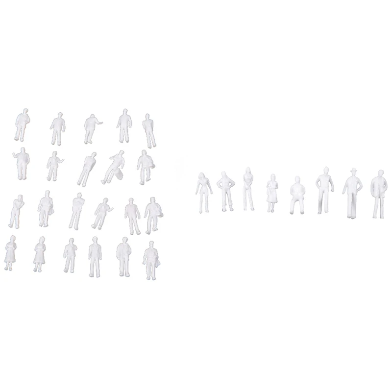 

100X HO Scale 1:100 White Model People Unpainted Train Figures & 100X Figures 1: 75 Scaled Models Train Building People