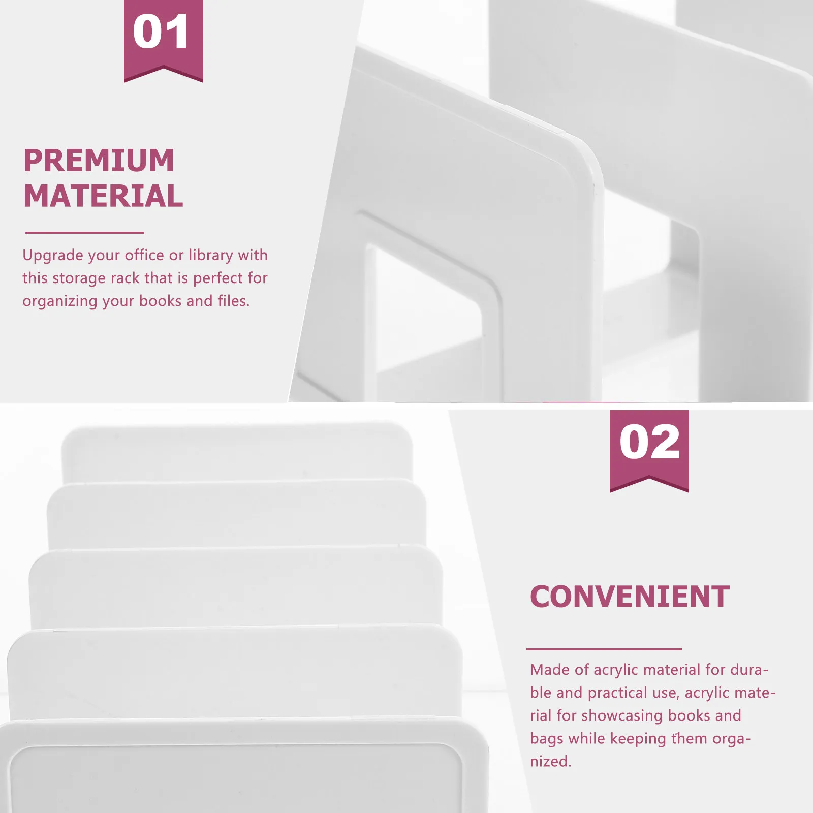 

Office Desktop Storage Rack Acrylic File Organizer Document Holder Book Magazine File Stand for Study Room Desk Organizer