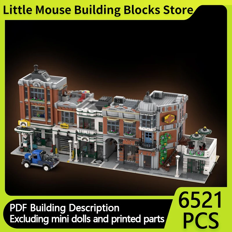 

City Street View Model MOC Building Bricks Commercial Street Modular Technology Gifts Holiday Assemble Children Toys Suit