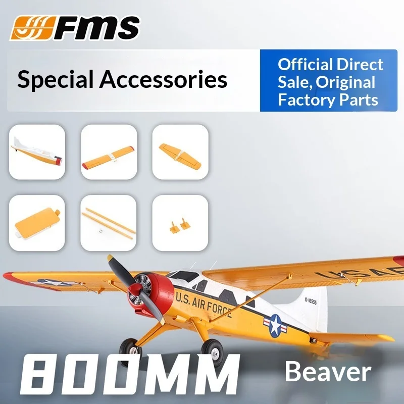 Fms 800mm Beaver Original Accessories Paddle Body Main Wings Flat Tail Connecting Rod Head Cover Motor Rudder Angle