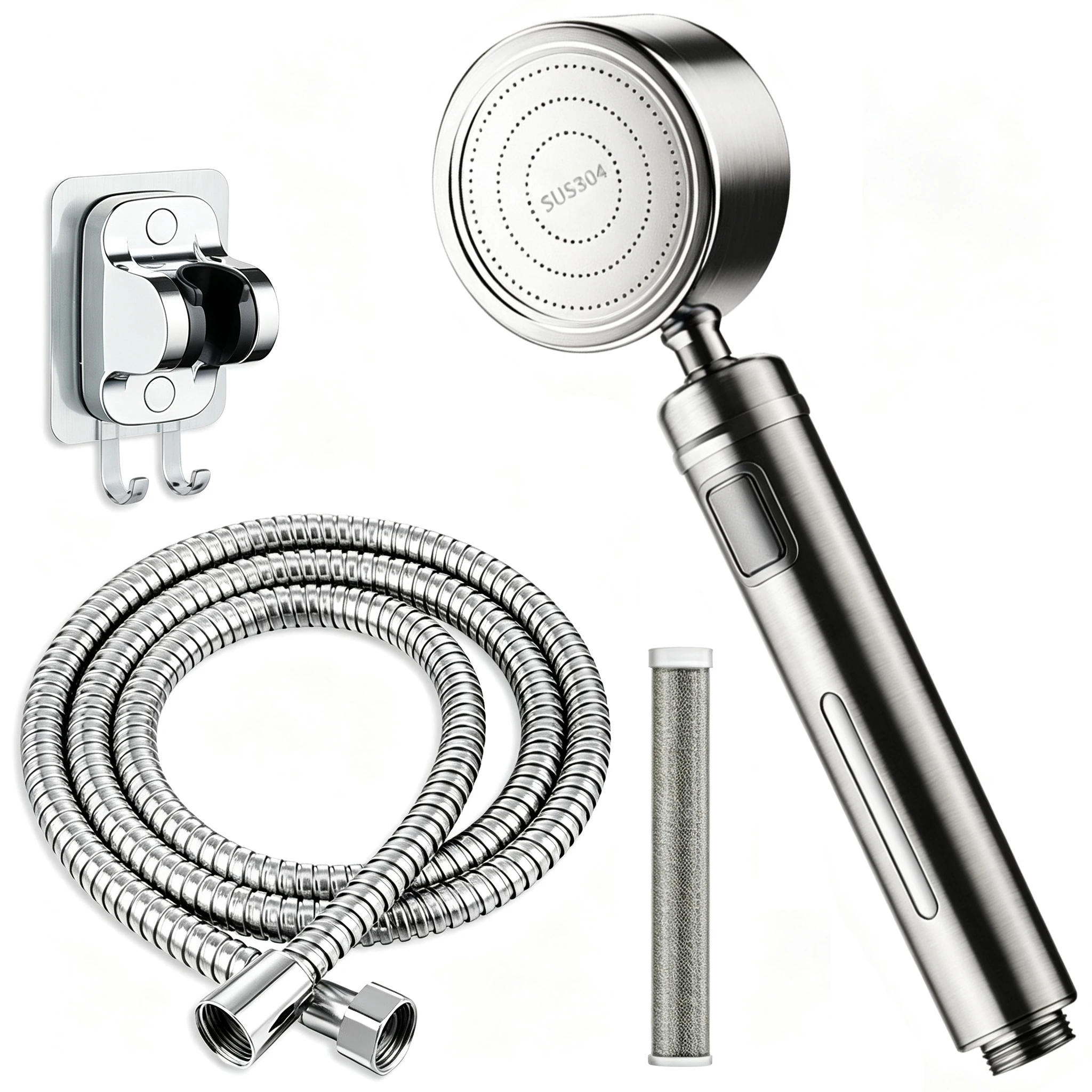 Hochdruck-Duschkopf-Set, wassersparend, verstellbar, 5 Modi, Spray-Duschkopf mit Filter, tragbares Badezimmer-Zubehör