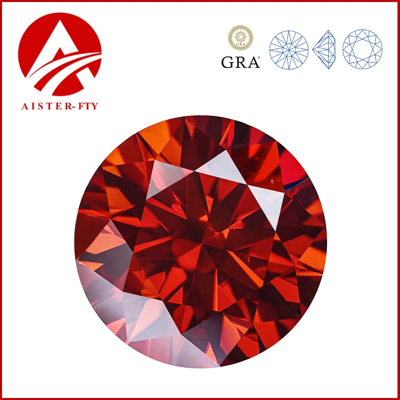 Garnet Color Moissanite Loose Gemstones 0.5-5.0ct 3EX Round Cut Moissanita Stones Diamonds Pass Tester with GRA Certificate