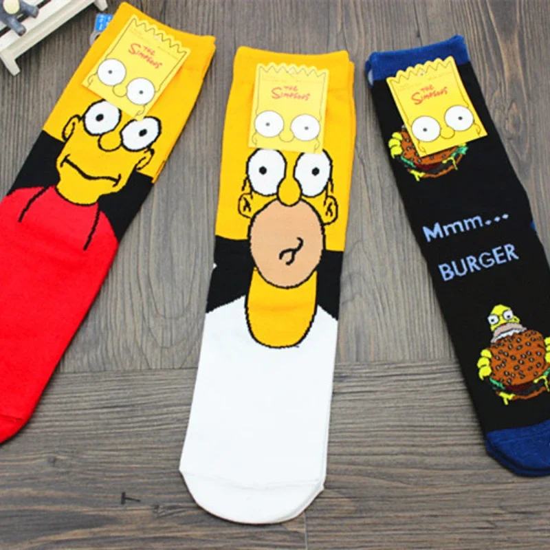 Simpsons Simpson Anime Socks Women Men Long Socks Man Knee-High Cosplay Calf Cotton Sock Adult Hip Hop Personality Hip Hop Socks