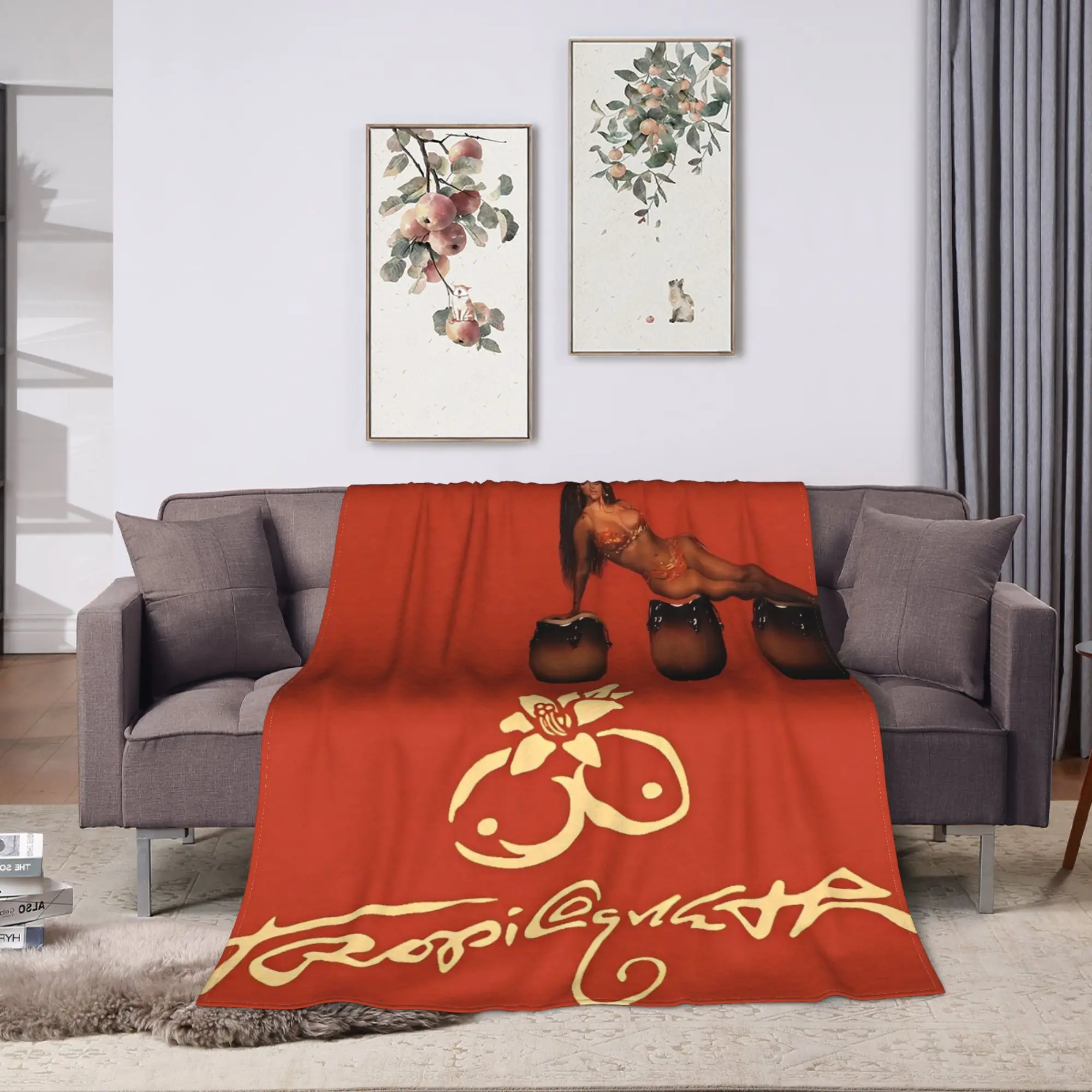 KAROL G Tropicoqueta Blanket  Warm Soft Pattern Plush Throw Blanket For Couch Chair Sofa Bed Airplane Travel Bedspread Bed Cover