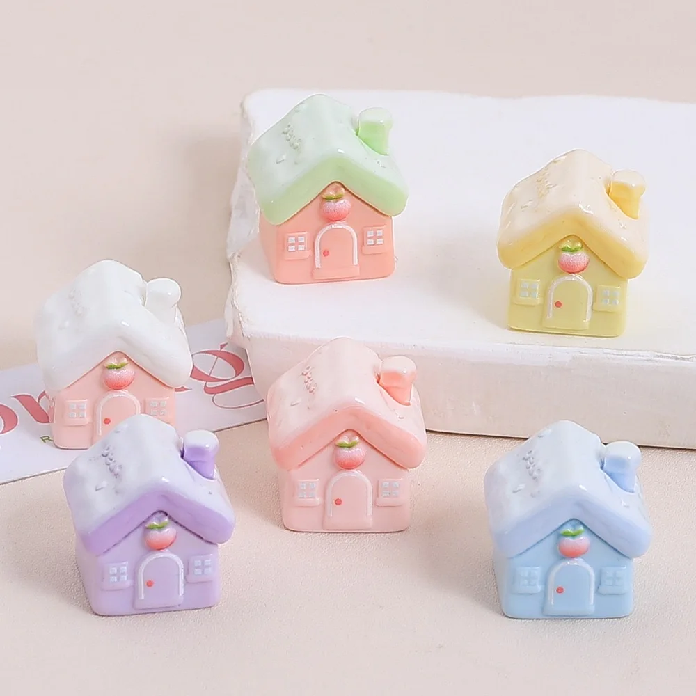 

Новый 3D рождественский дом из смолы, кабошон, 10 шт., с плоской спинкой для самостоятельного изготовления ювелирных изделий, оптовая продажа, украшение для скрапбукинга, аксессуар