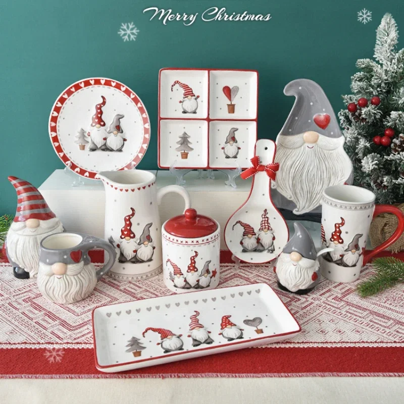 Piatti in Ceramica NORDIC con Motivo di Babbo Natale: La Scelta Perfetta per Tavole da Festa e Cucina Moderna