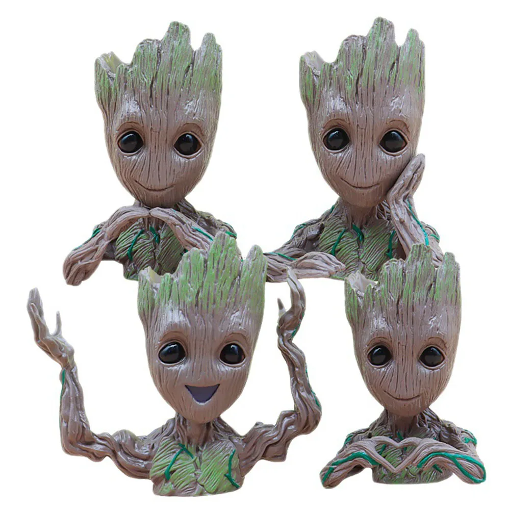 Marvel Avengers Groot Mini Figurine Pen Holder Flower Pot Creative Doll Action Figure Scene Ornament Christmas Gifts Kids Toys