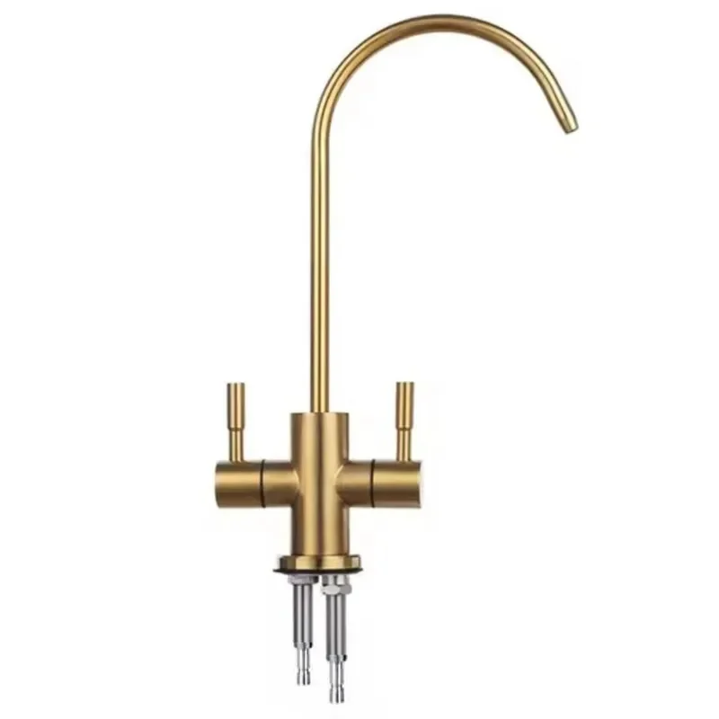 SUS304 Stainlessl faucet brusehd gold drinking tap Purify water  household direct drinking pure water goose wall 309