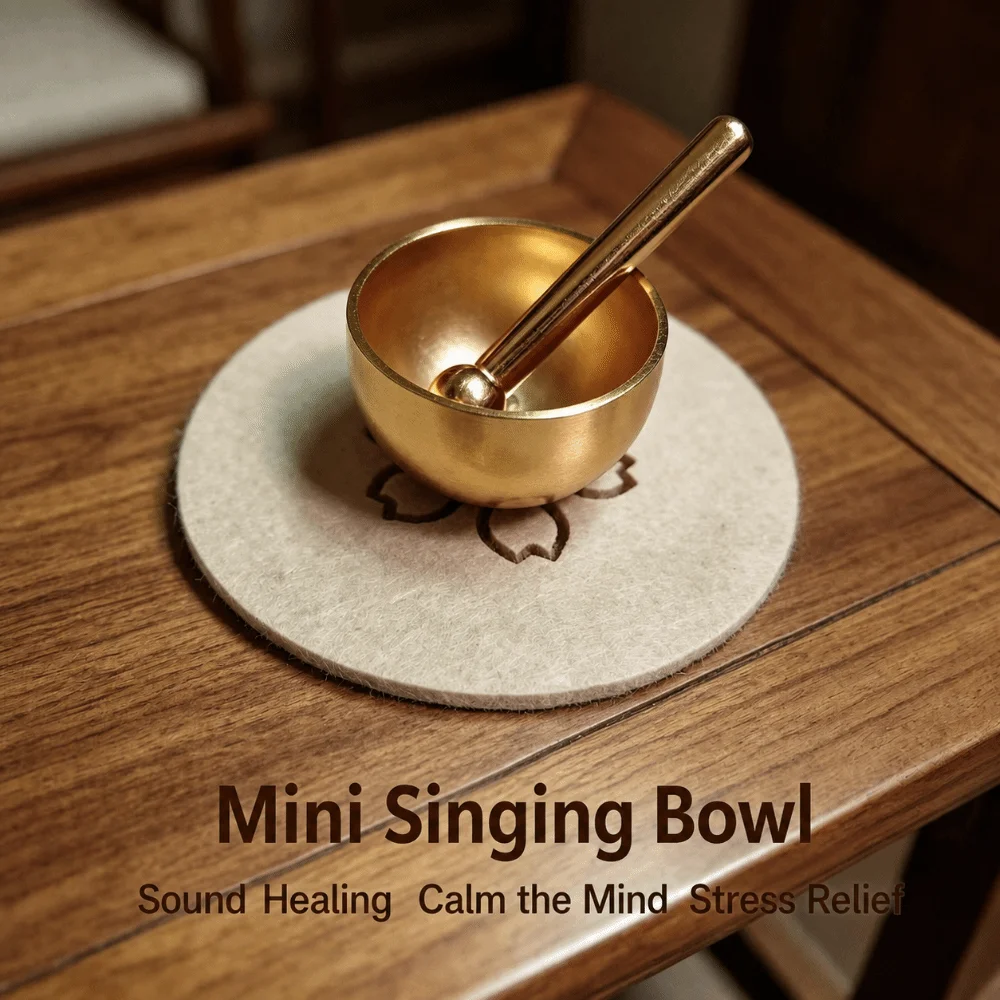Mini Singing Bowl Set Handmade with Mallet and Ball Meditation Sound Bowl Brass Relaxing Sound Copper Chant Bowl