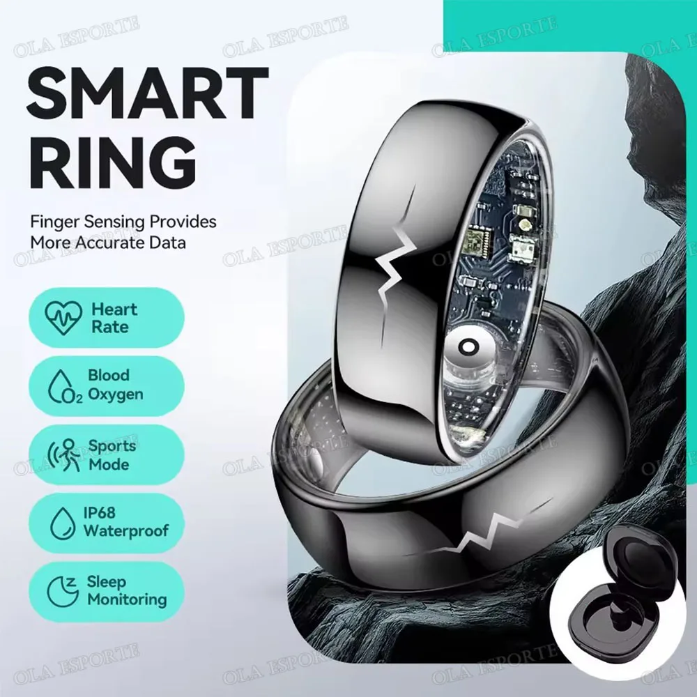

Women Smart Ring Men Heart Rate Blood Oxygen Health Monitor Smart Ring 3ATM Waterproof Ring Multi-sport Mode Wireless Charging