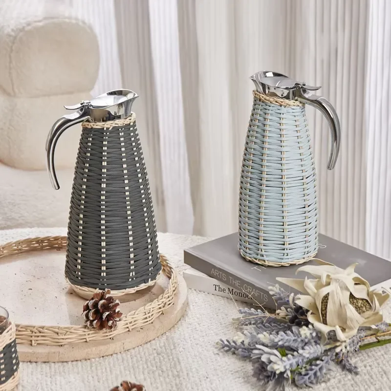 Luxury Interior Design Bamboo Weaving Art Deco Handmade Jar Set Natural Color Self-Adhesive Desktop Decorations Home
