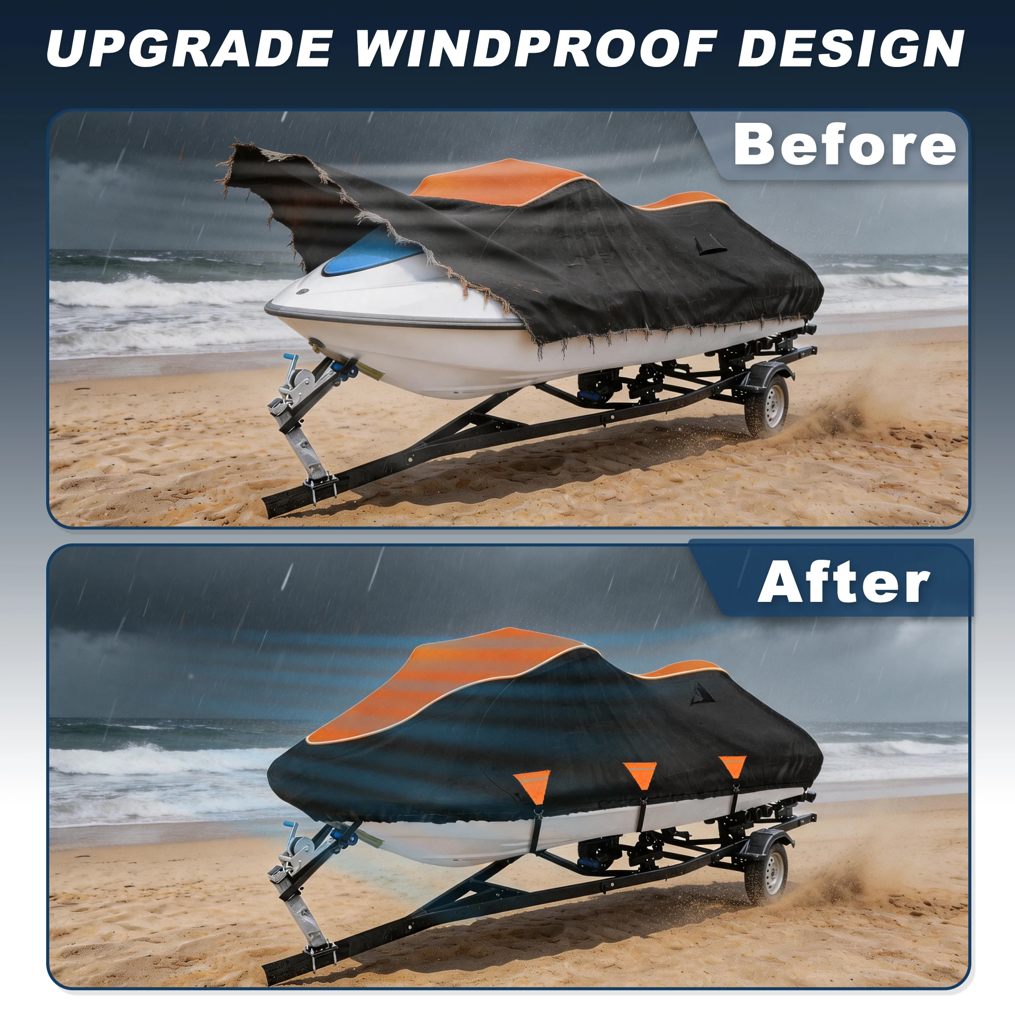 Uxcell Waterproof Yacht Cover For Jet Ski Cover 420D Anti-UV Cover For Yamaha FX Cruiser SVHO HO 2019-2024 Boat Accessories - view 6