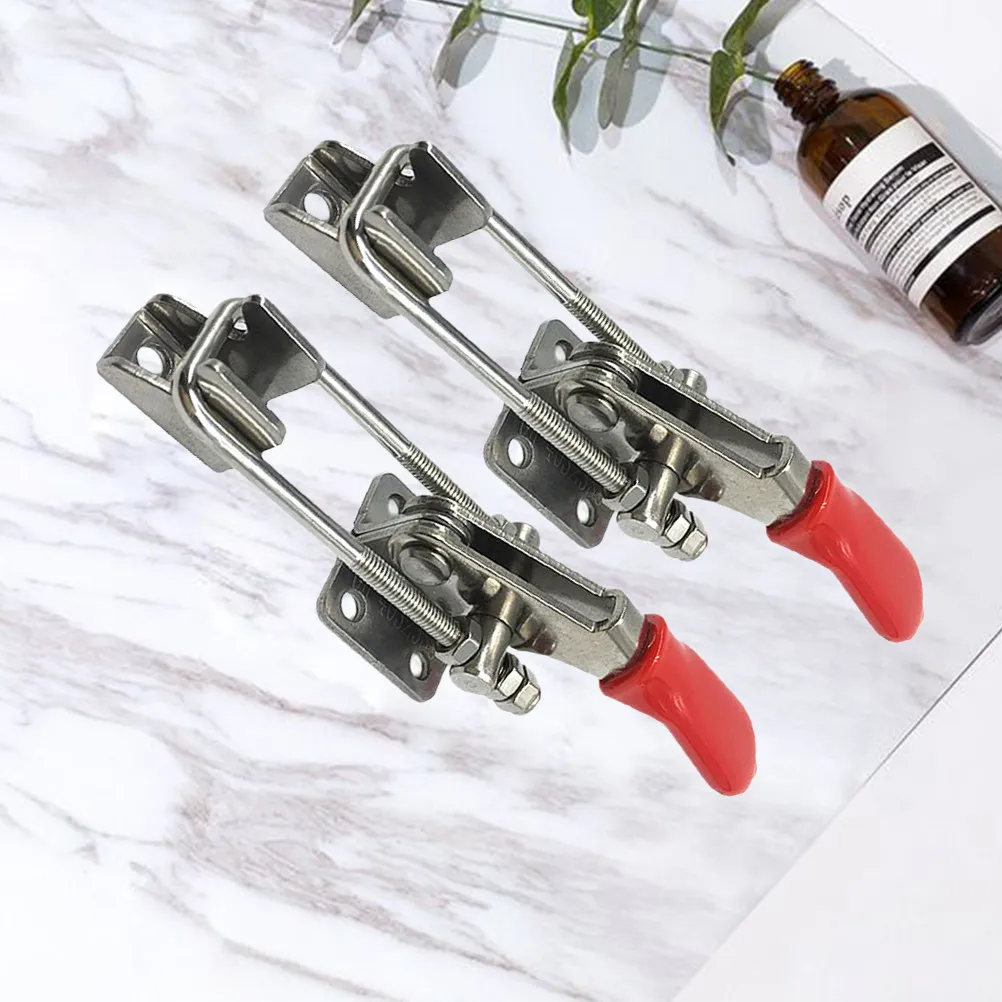 2Pcs Stainless Steel Toggle Latch Clamp Side Mount Hold-Down U-Shaped Bar for Cabinet Door Box Case Trunk Chest Welding Jig