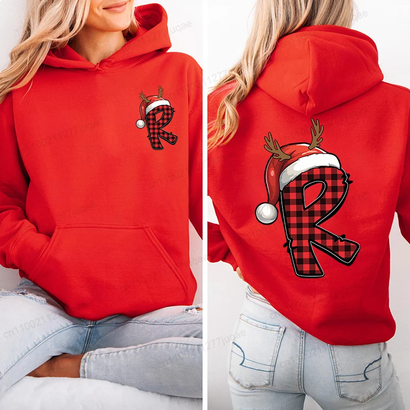 

Модные толстовки с капюшоном, персонализированная рождественская толстовка с алфавитом, уличная одежда в стиле Харадзюку, толстовка в стиле хип-хоп, спортивная одежда с алфавитом Санты