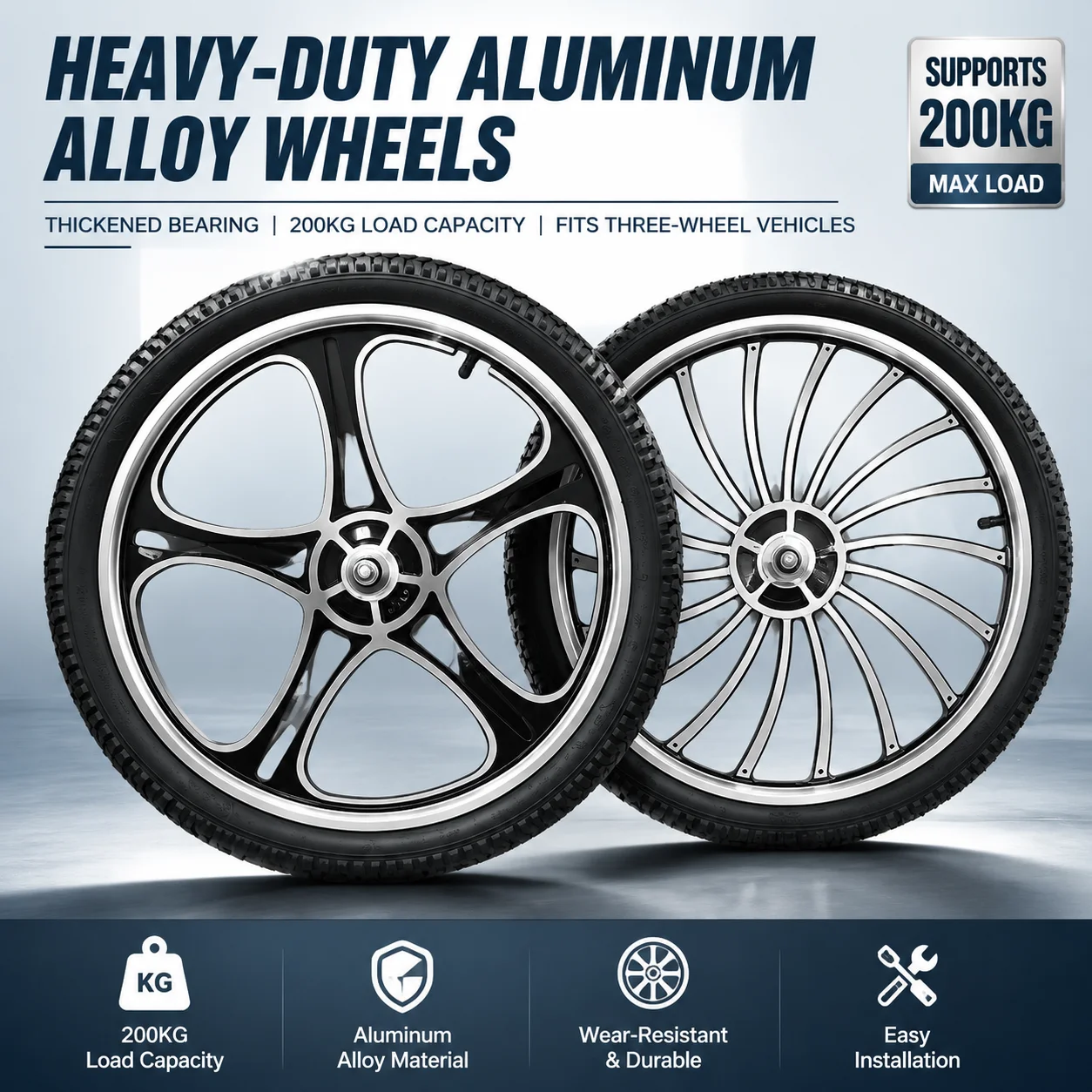 Aluminum Alloy Folding Bicycle Wheel Set with Integrated Hub and Disc Brake – 14/16/20 Inch