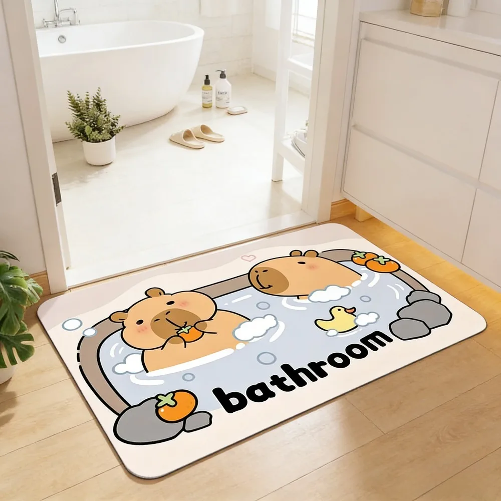 Capybara bathroom mat, cute cartoon non-slip absorbent mat, suitable for bathroom and bedroom