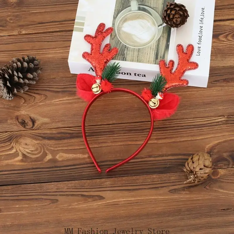 D0UB Accesorio navideño para reno aterciopelado, decoración cascabel, reunión familiar