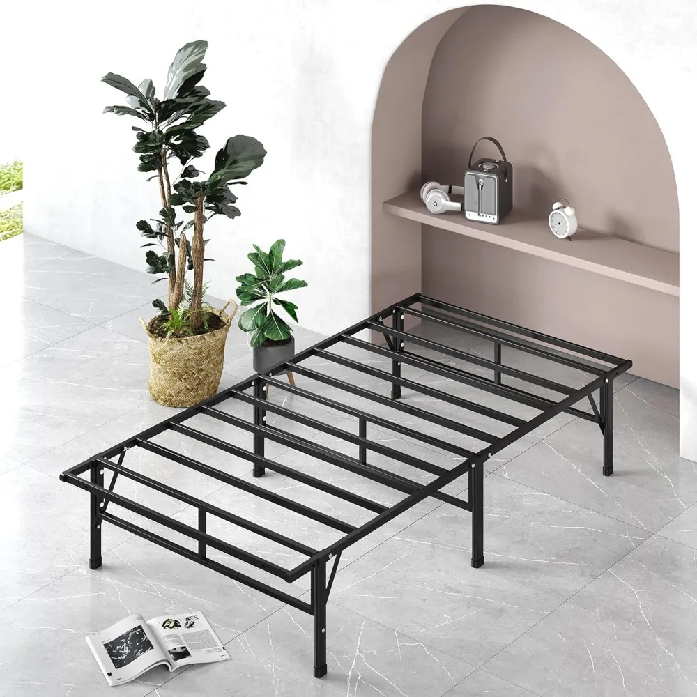 

Mattress Foundation, 14 Inch Metal Bed Frame, No Box Spring Needed, Sturdy Steel Slat Support