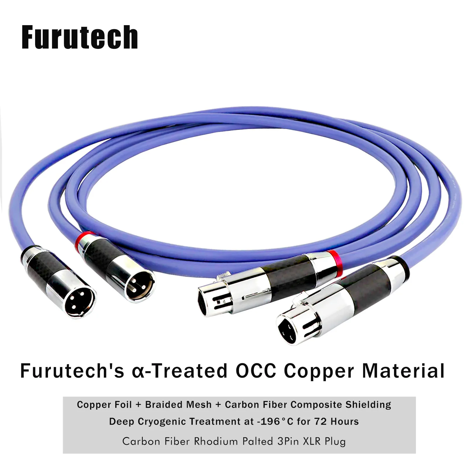 

Furutech FA-αs22 OCC Copper XLR Cable Hi-End XLR Balanced Line Rhodium Plated Carbon Fiber XLR Plug Interconnect Cable