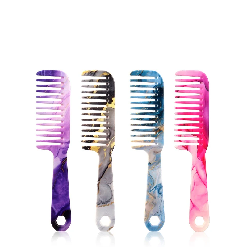 1pc pattern anti-static large wide toothed comb, plastic handle comb, suitable for all hair types,  suitable for real hair wigs