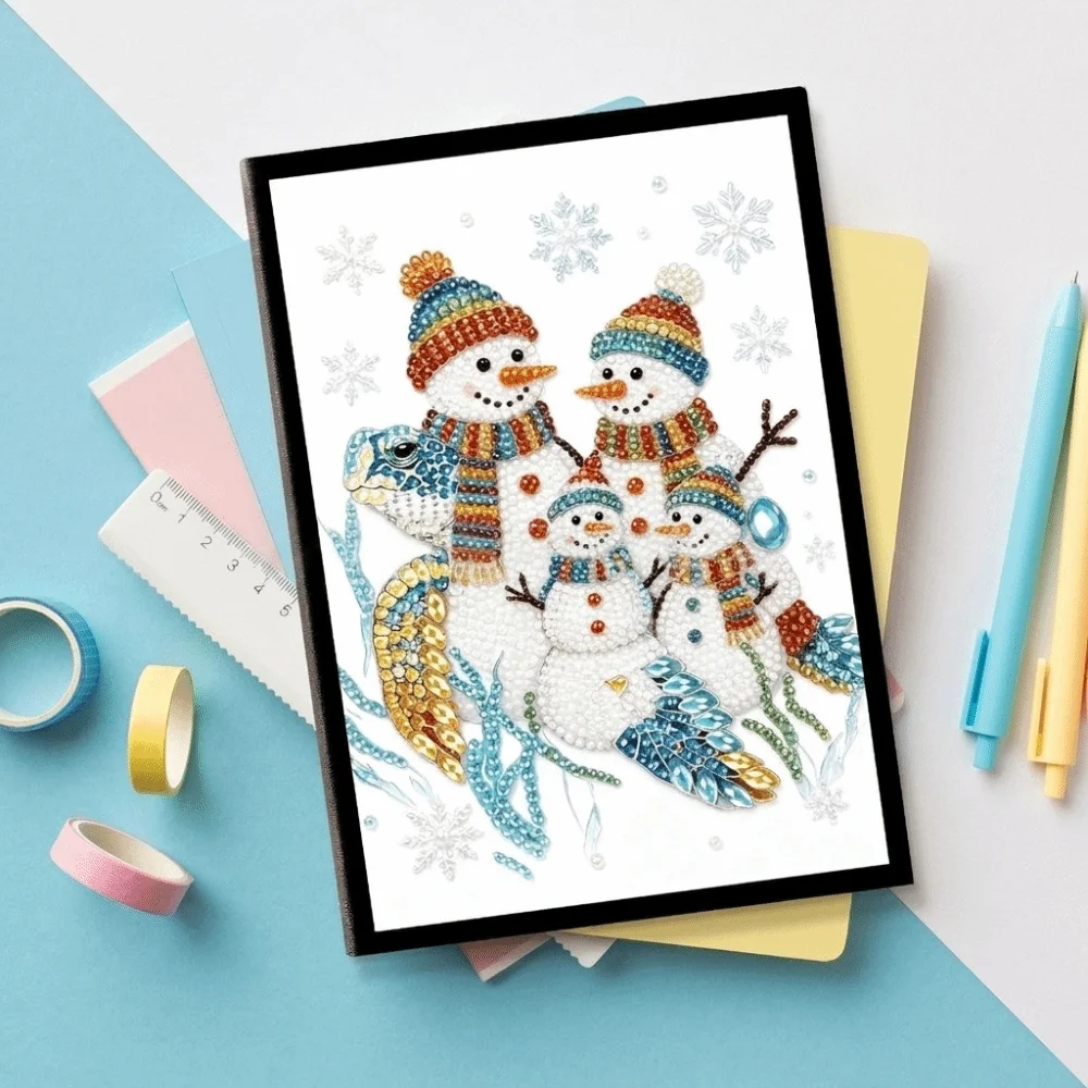 Colorful Finish DIY Pearl and Diamond Notebook Art Handmade Santa Claus Xmas Diamond Painting Diary Kit Snowman 3D Visual Effect