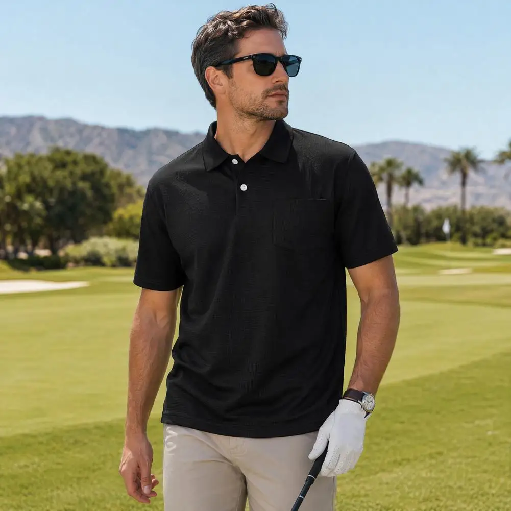 Men Golf Shirt,Comfortable Men Top, Summer Tee Shirt with Chest Pocket, Stylish Athletic Shirt for Tennis Date — купить у AliExpress WW