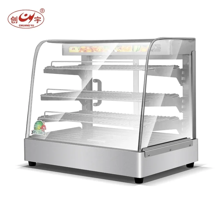 Chuangyu Chinese Gold Supplier Sale Commercial Glass Hot Food Display Cabinet Warmer Showcase