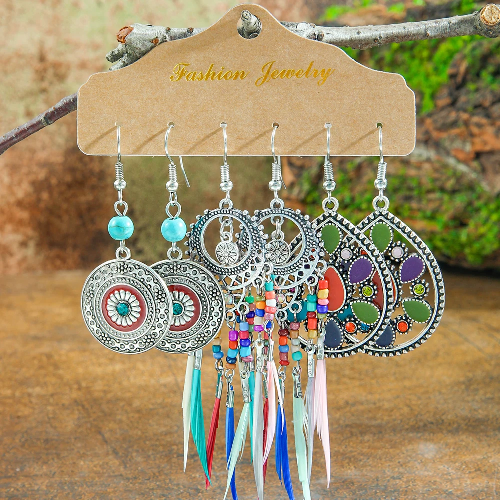 Boho Style Multi-Style Women\'s Earrings Geometric Shape Dangle Ear Jewelry Match Various Party Decor Gifts